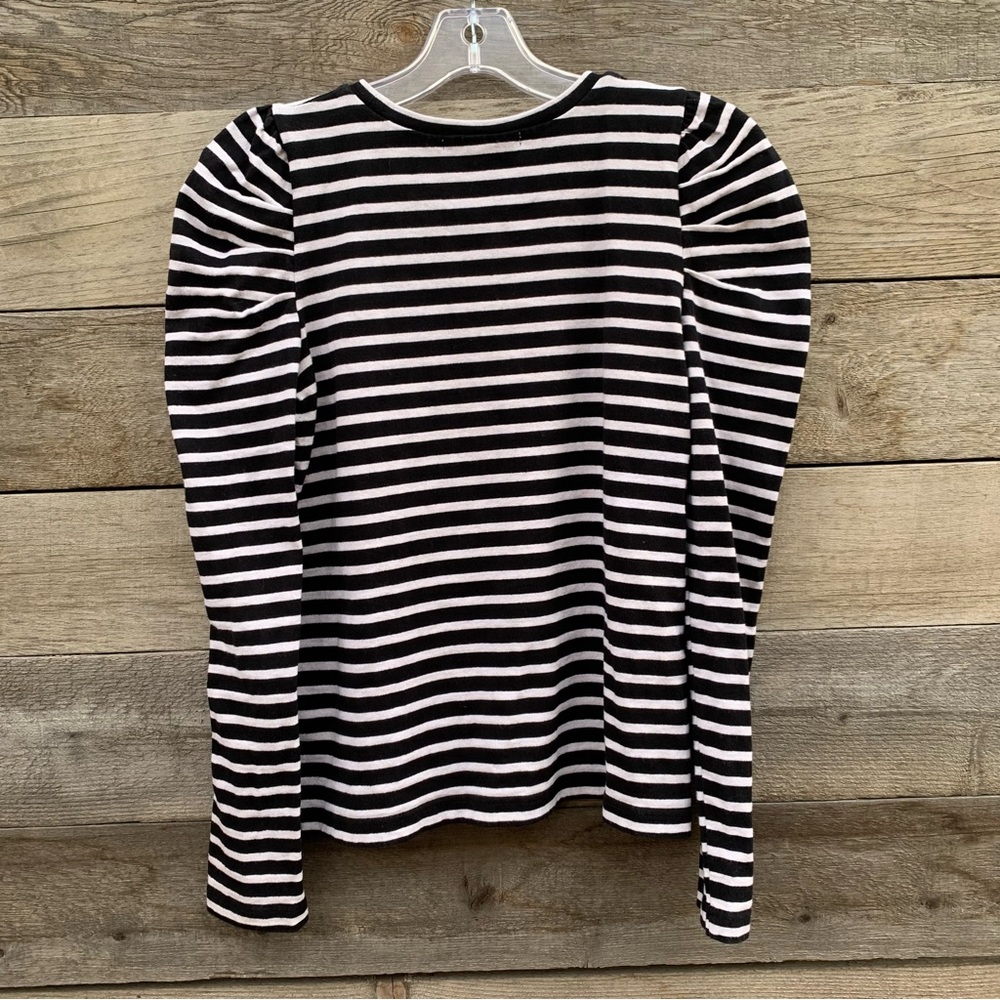 Rebecca Minkoff Top Tee Womens S Talia Breton Striped Puff Sleeve Cotton Preppy - Picture 2 of 16